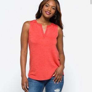 Stitch Fix 41 Hawthorn Zariyah Split Neck Sleeveless Knit Top Coral Sz Small